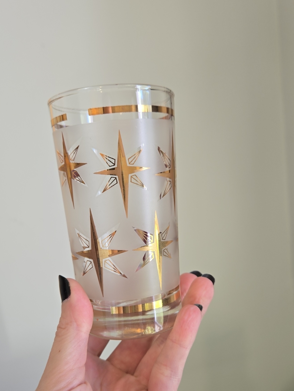 8 Dominion Atomic Starburst Frosted Glass Tumbler 8oz MCM Vintage 1950s-60s